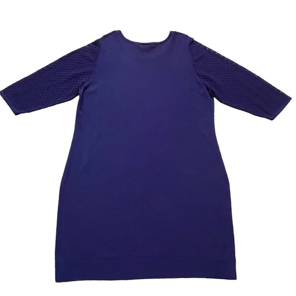 Lane Bryant Women’s Navy Knit Dress Plus Size 22/24 Stretchy  Open Knit Sleeves - Picture 5 of 8